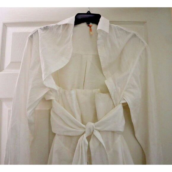 Free People OB1817734 Women's Sz XS White Isley L/S 2-in-1 Cotton Midi Dress - Picture 3 of 15